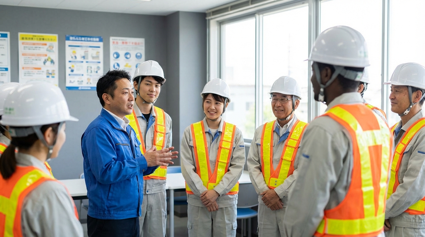 安全大会の説明を受ける社員