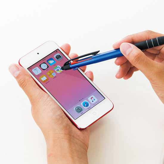 タッチペン付き3色スリムボールペン