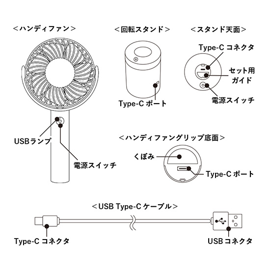 回転スタンド付2WAY携帯扇風機