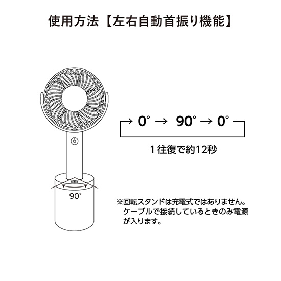 回転スタンド付2WAY携帯扇風機
