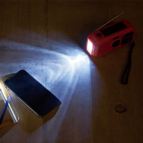 充電機能付　防災ラジオライト