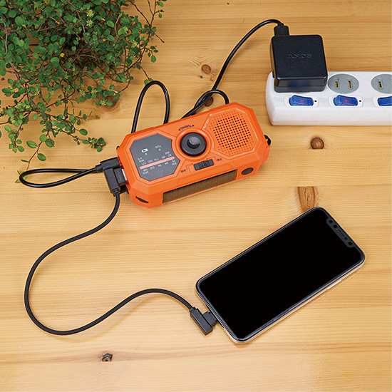 充電機能付　防災ラジオライト