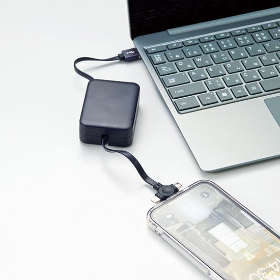 スマホスタンド付　モバイルケーブル